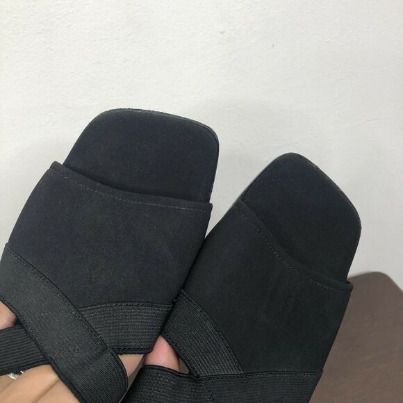 Vaneli Square Toe Slip On Elastic Strap Open Toe Black Heeled Sandals 7.5 M - Picture 3 of 9